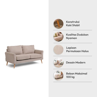 Gambar Nordia Alden Sofa Fabric 2 Seater - Krem