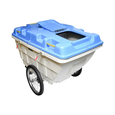 Gambar Krisbow Tempat Sampah Gerobak Tutup Angkat Plastik 550 Liter - Krem/Biru
