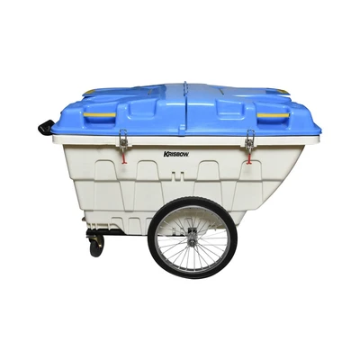 Gambar Krisbow Tempat Sampah Gerobak Tutup Angkat Plastik 550 Liter - Krem/Biru