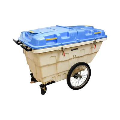 Gambar Krisbow Tempat Sampah Gerobak Tutup Angkat Plastik 550 Liter - Krem/Biru