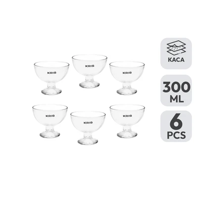 Gambar Kris Gelas Es Krim Kaca 300 ml Set 6 Pcs Transparan