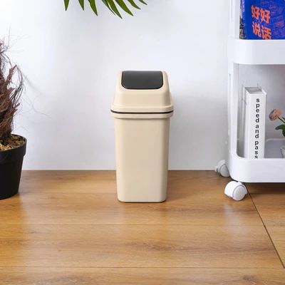 Gambar Krisbow Tempat Sampah Tutup Swing Plastik 6 Liter - Krem Beige