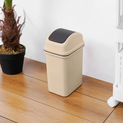 Gambar Krisbow Tempat Sampah Tutup Swing Plastik 10 Liter - Krem Beige