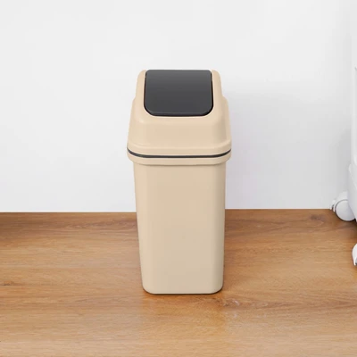 Gambar Krisbow Tempat Sampah Tutup Swing Plastik 10 Liter - Krem Beige