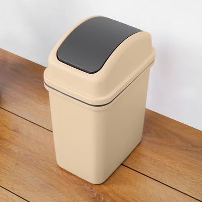Gambar Krisbow Tempat Sampah Tutup Swing Plastik 10 Liter - Krem Beige
