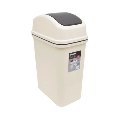 Gambar Krisbow Tempat Sampah Tutup Swing Plastik 15 Liter - Krem Beige