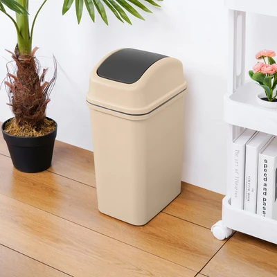 Gambar Krisbow Tempat Sampah Tutup Swing Plastik 15 Liter - Krem Beige