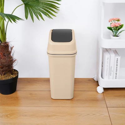 Gambar Krisbow Tempat Sampah Tutup Swing Plastik 15 Liter - Krem Beige