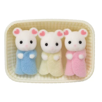 Gambar Sylvanian Families Set Boneka Marshmallow Mouse Triplet 53370 - Putih
