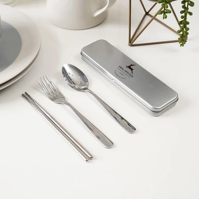 Gambar Kris Set Alat Makan Tin Box - Silver