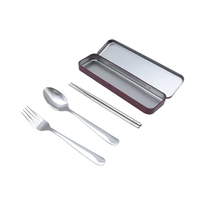 Gambar Delicia Set Alat Makan Tin Box - Merah