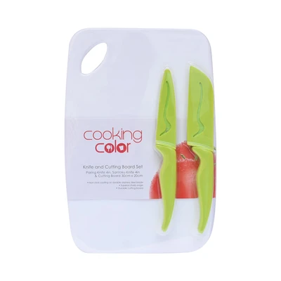 Gambar Cooking Color Set 3 Pcs Meira Pisau Dapur Dengan Talenan