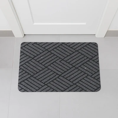 Gambar Krisbow Keset Pintu PVC Printed Wicker 40x60 cm - Abu-abu