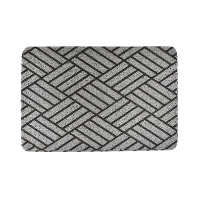 Gambar Krisbow Keset Pintu PVC Printed Wicker 40x60 cm - Abu-abu