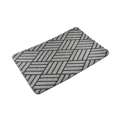 Gambar Krisbow Keset Pintu PVC Printed Wicker 40x60 cm - Abu-abu