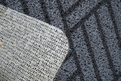 Gambar Krisbow Keset Pintu PVC Printed Wicker 40x60 cm - Abu-abu