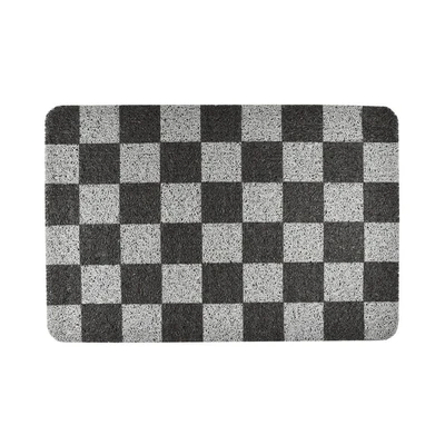 Gambar Krisbow Keset Pintu PVC Printed Checker 40x60 cm - Abu-abu