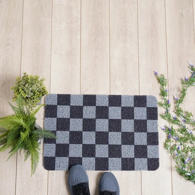 Gambar Krisbow Keset Pintu PVC Printed Checker 40x60 cm - Abu-abu