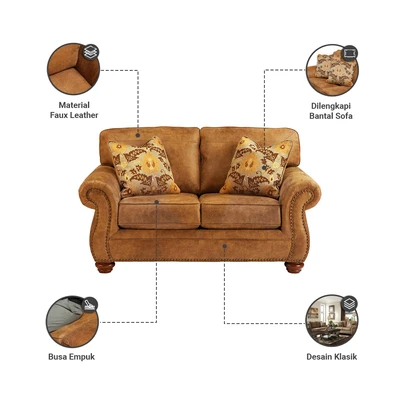 Gambar Ashley Larkinhurst Sofa Kulit 2 Seater - Cokelat