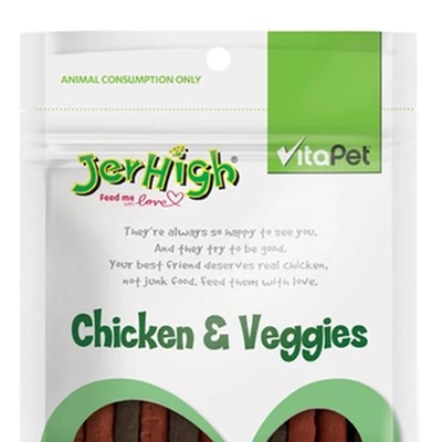 Gambar Jerhigh 100 Gr Camilan Anjing Chicken & Veggies