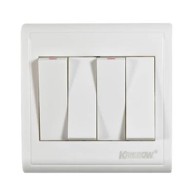 Gambar Krisbow Saklar 4 Gang 1 Way 16A 250V - Putih