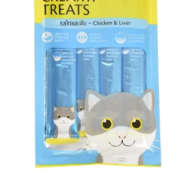 Gambar Me-O Camilan Kucing Creamy Chicken & Liver 60 grx4 pcs