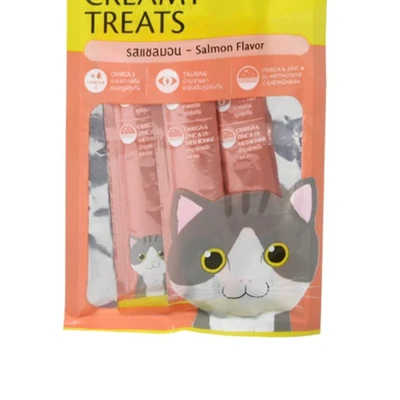 Gambar Me-O Camilan Kucing Creamy Salmon 15 grx4 pcs
