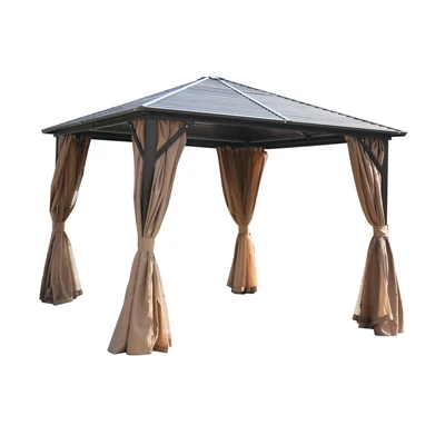 Gambar Soleil 3x3 Mtr Tenda Gazebo Atap Metal - Cokelat