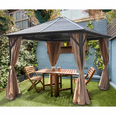 Gambar Soleil 3x3 Mtr Tenda Gazebo Atap Metal - Cokelat