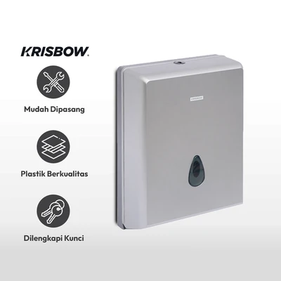 Gambar Krisbow 25x10.7x35 cm Dispenser Untuk Tisu Lipat - Silver