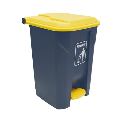 Gambar Krisbow 50 Ltr Tempat Sampah Plastik Outdoor - Kuning/abu-abu