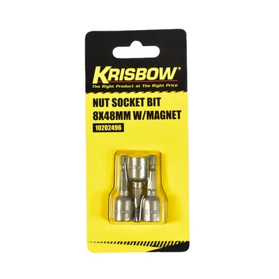 Gambar Krisbow Mata Kunci Soket 8x48mm Dengan Magnet Iranb08 Set 3 pcs
