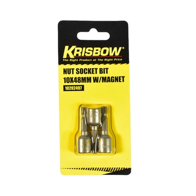 Gambar Krisbow Mata Kunci Soket 10x48mm Dengan Magnet Iranb10 Set 3 pcs