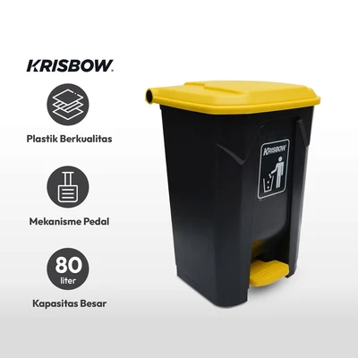 Gambar Krisbow 80 Ltr Tempat Sampah Plastik Pedal - Abu-abu