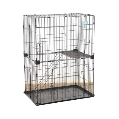 Gambar Pet Kingdom Kandang Kucing 2 Tingkat 88.5x59x112 cm - Hitam