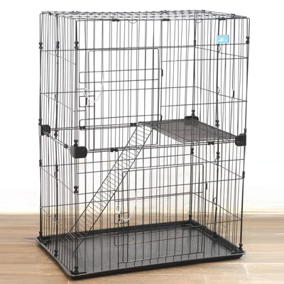 Gambar Pet Kingdom Kandang Kucing 2 Tingkat 88.5x59x112 cm - Hitam
