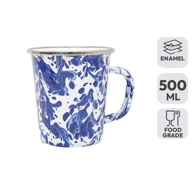 Gambar Kichero Mug Latte Enamel Doreng 500 ml - Biru