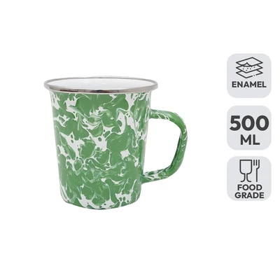 Gambar Kichero Mug Latte Enamel Doreng 500 ml - Hijau