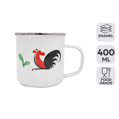 Gambar Kichero Mug Enamel Kukuruyuk 400 ml - Putih