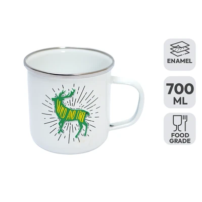Gambar Kichero Mug Enamel Mix Advanture 700 ml - Putih