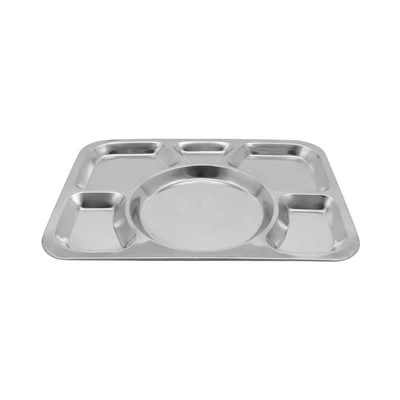 Gambar Krischef Piring Saji Stainless Steel Dengan Sekat 38x28 cm - Silver