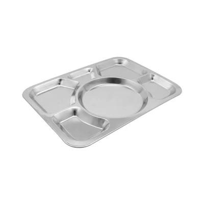 Gambar Krischef Piring Saji Stainless Steel Dengan Sekat 38x28 cm - Silver