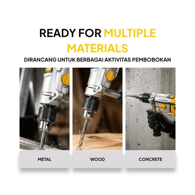 Gambar Krisbow Bor Listrik Impact 2-Speed 850 Watt 13 mm Irid132