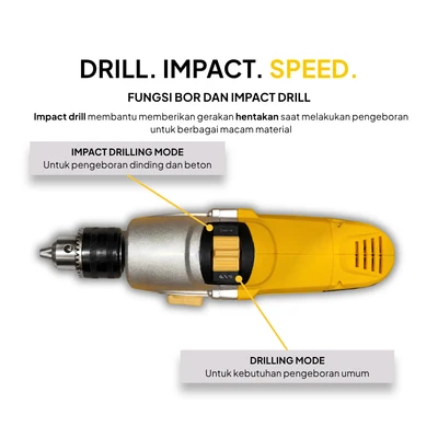 Gambar Krisbow Bor Listrik Impact 2-Speed 850 Watt 13 mm Irid132