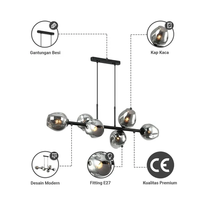 Gambar Informa Hans Lampu Gantung Hias 6L - Hitam