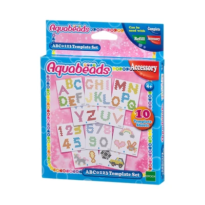 Gambar Aqua Beads Set Abc & 123 Template - Mix