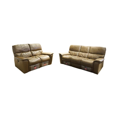 Gambar M & D Donatello Set Sofa Electric Recliner Kulit - Cokelat Muda