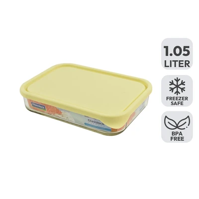Gambar Glasslock Wadah Makanan Kaca Freezer 1 Liter - Kuning
