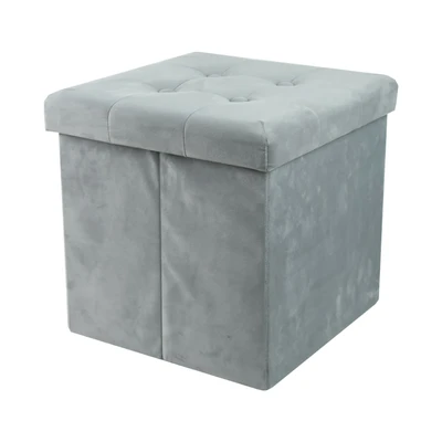 Gambar Informa Bangku Ottoman Lipat Fabric Velvet - Abu-Abu