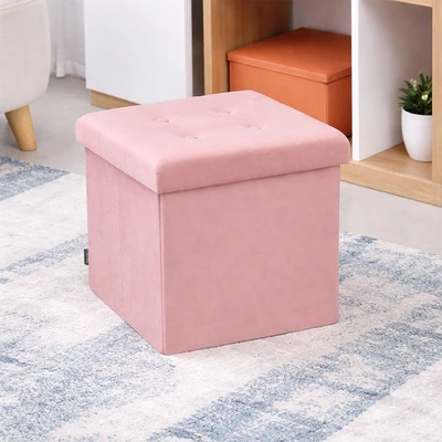Gambar Informa Bangku Ottoman Lipat Fabric Velvet - Pink